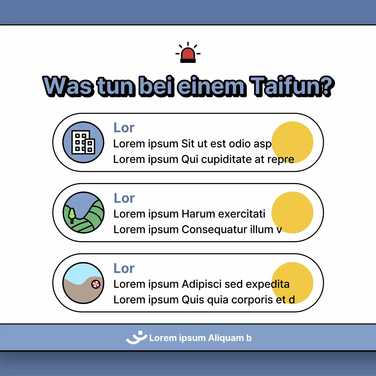 Ein Beitrag über den Umgang mit Taifunschäden in Blau und Gelb