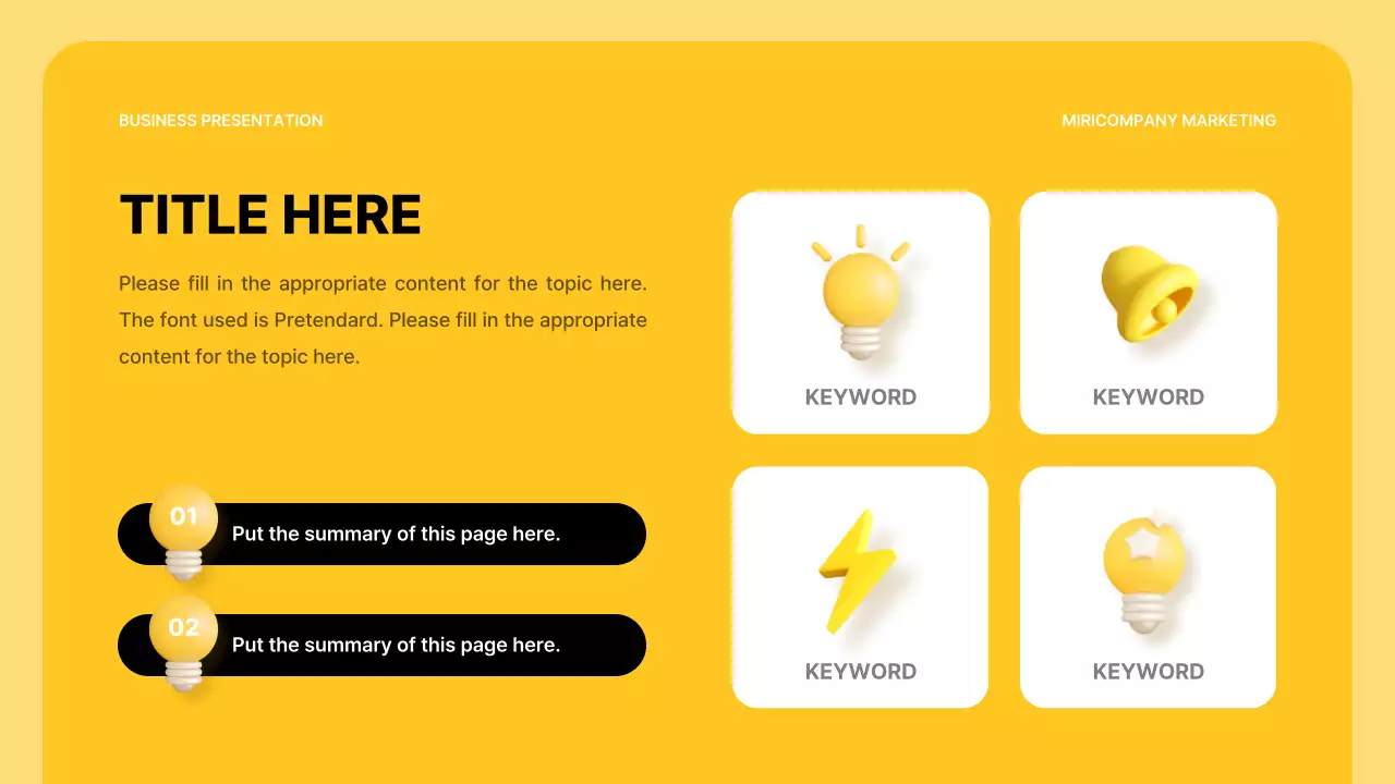 노란색 모던 비즈니스 프레젠테이션