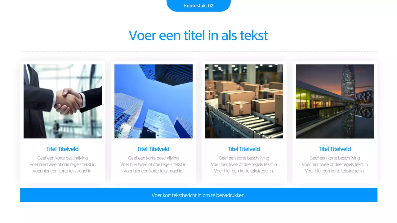 Een eenvoudige zakelijke presentatie in wit en blauw