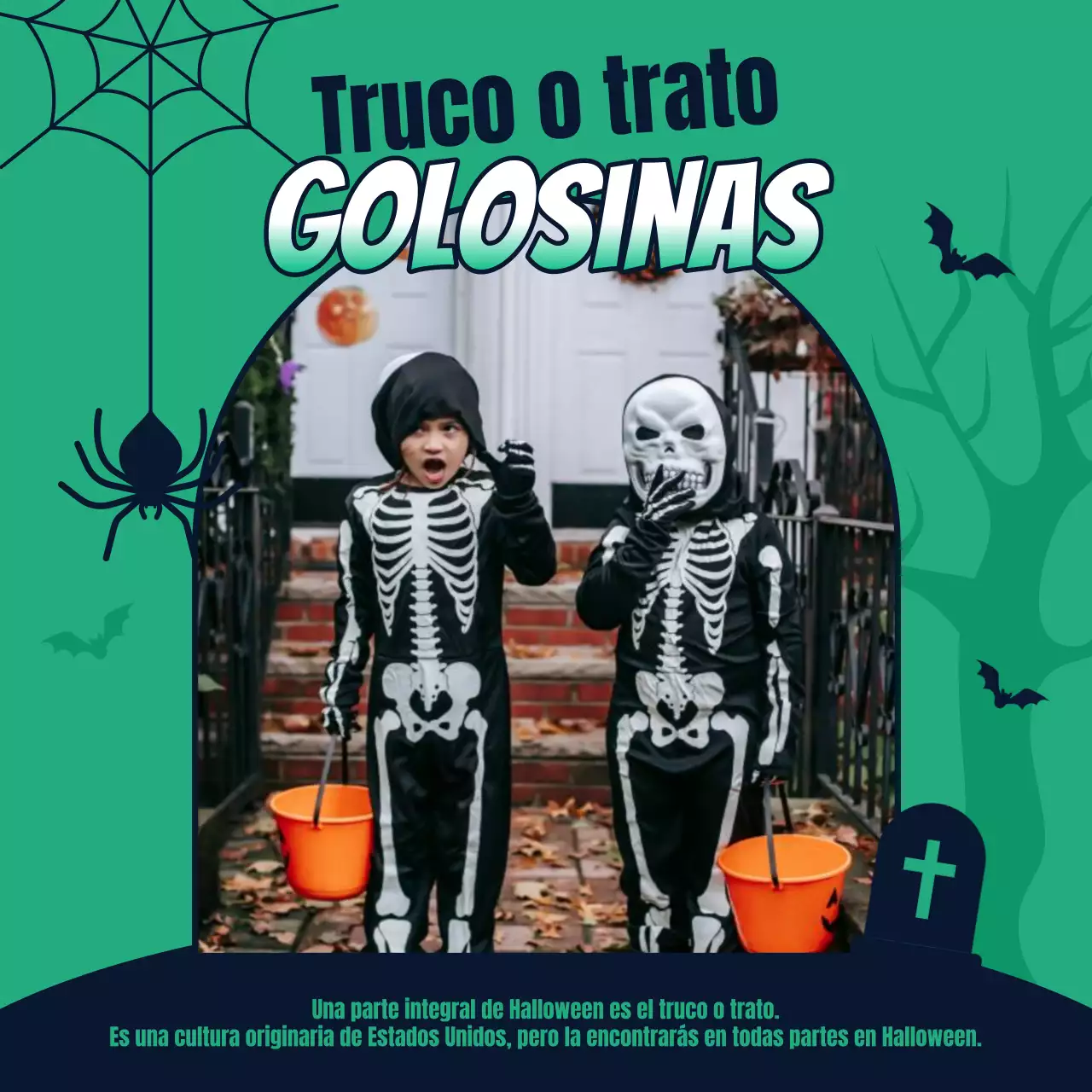 Ideas de decoración de Halloween con ilustraciones de sombras planas en dos tonos