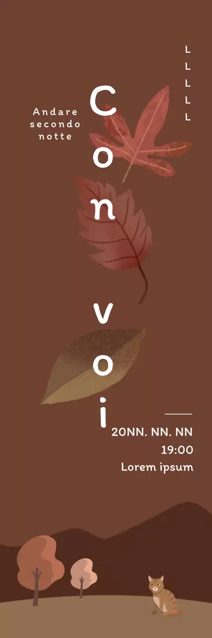 Striscione di busking con illustrazione di foglie autunnali su sfondo marrone