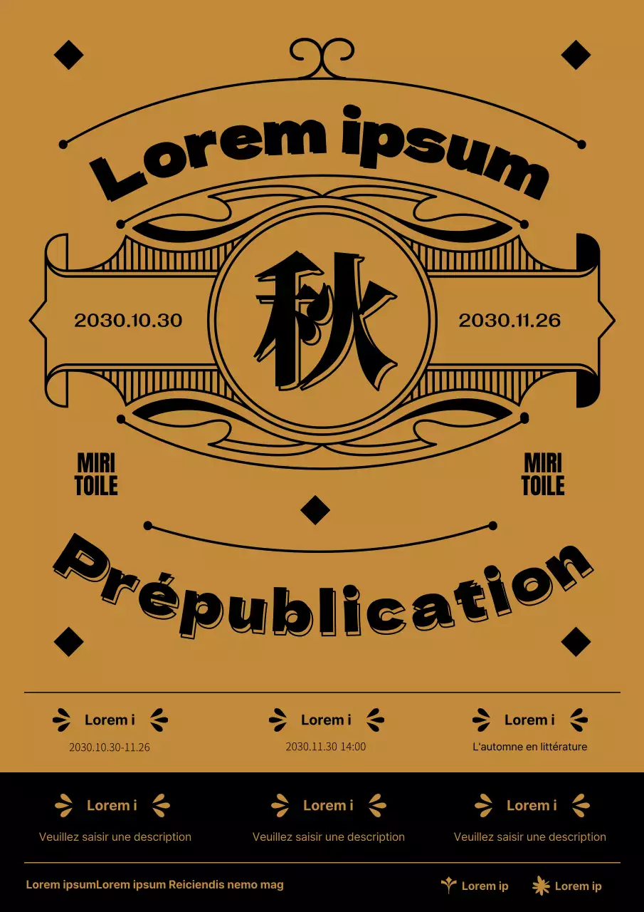 Journaux d'éditeur d'automne avec un motif traditionnel propre et épuré en marron et noir