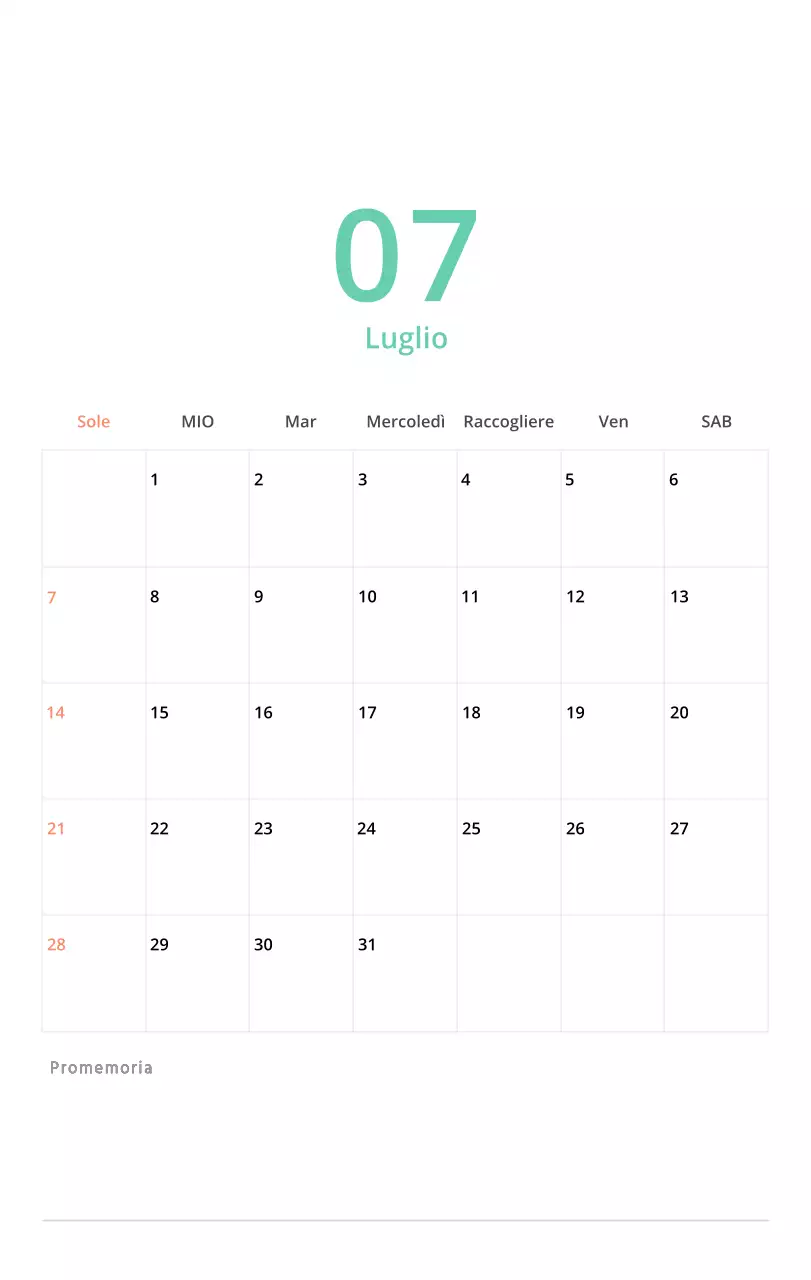 Simpatico calendario da tavolo illustrato verde a tema famiglia