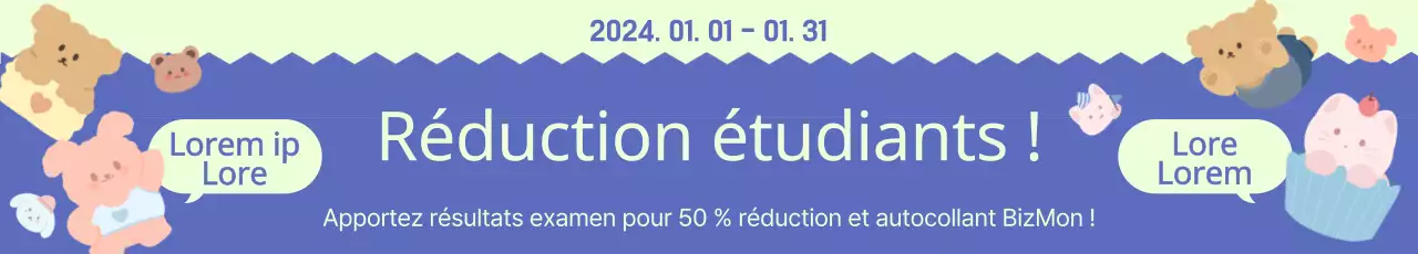 Produits de fantaisie avec de jolis personnages dans le cadre d'événements de réduction pour les étudiants