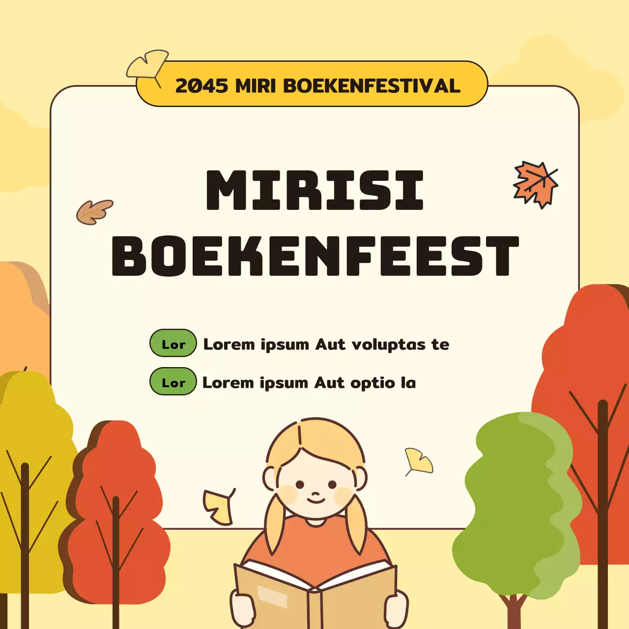 Koreaans lesmateriaal met schattige illustraties in geel en oranje