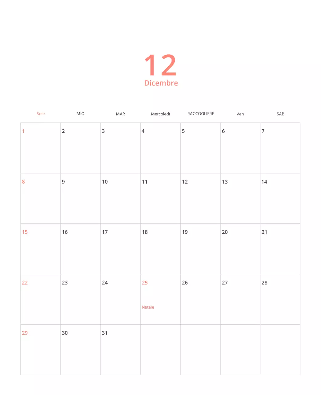 Calendario illustrato multicolore