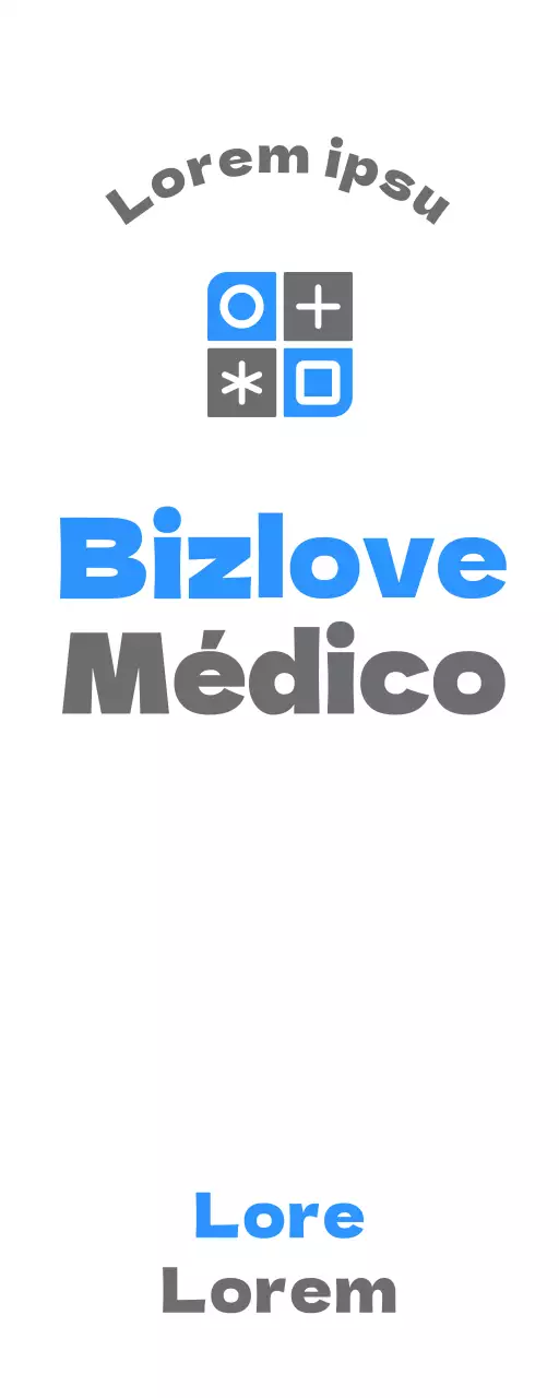 Promocional com um design simples que apresenta um logótipo azul e cinzento e o nome da clínica.