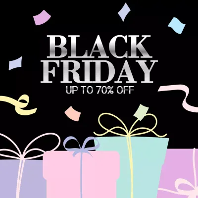 선물상자와 블랙 배경의 블랙프라이데이 쇼핑몰 할인 세일 이벤트