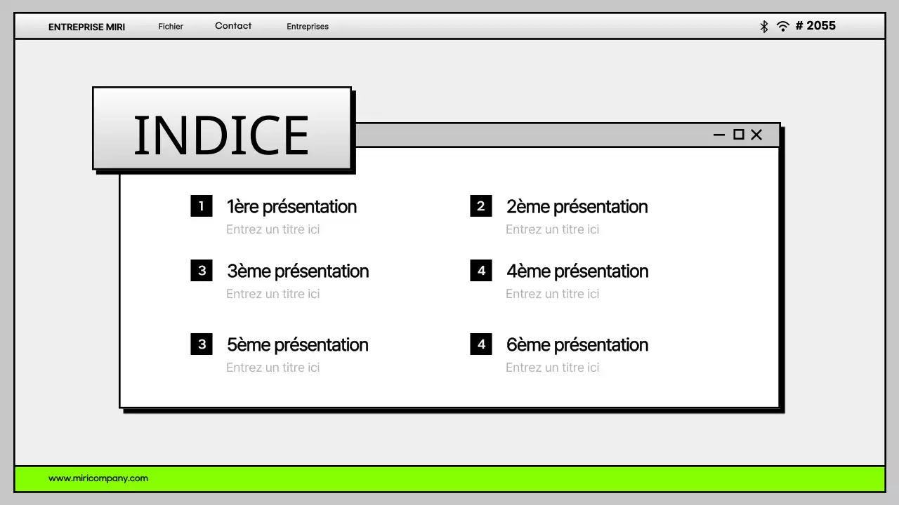 Interface utilisateur d'ordinateur simple en gris et chartreuse Profil de l'entreprise