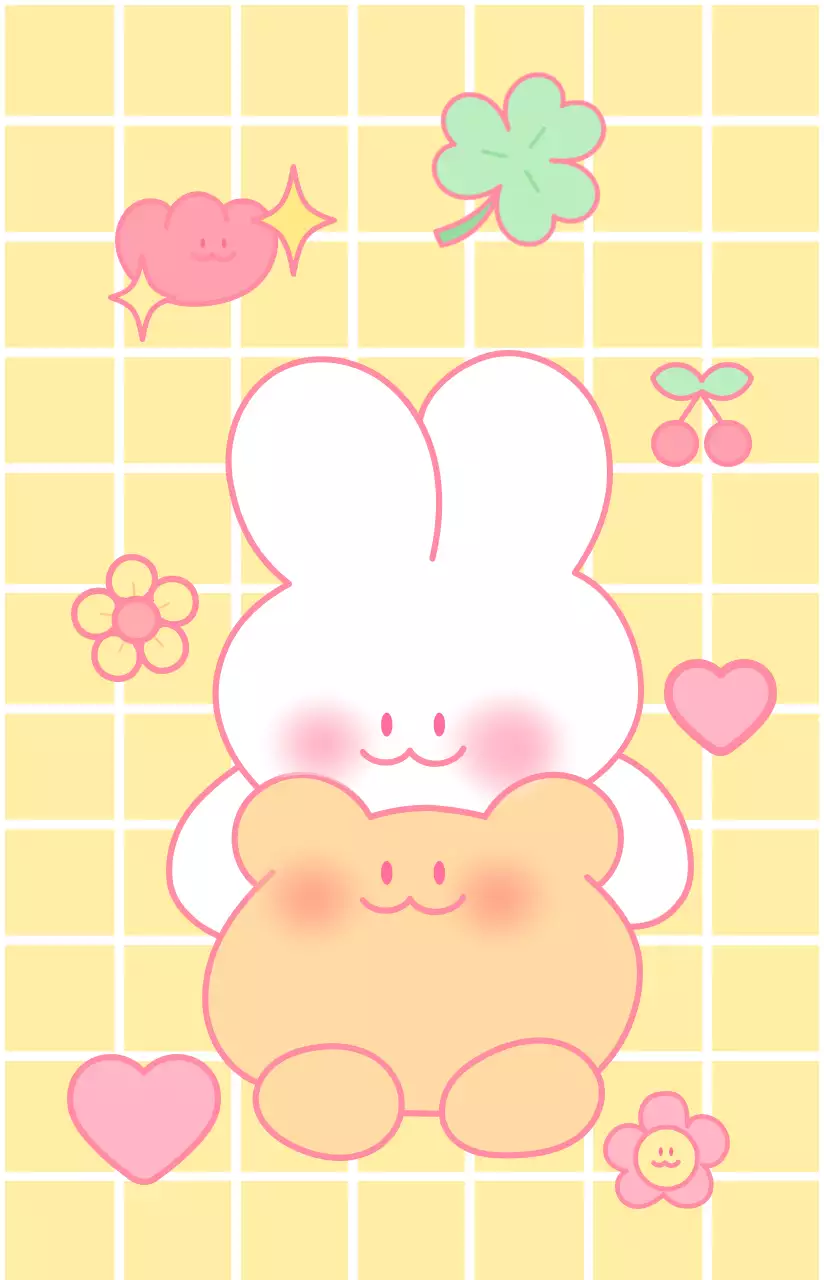 Produits dérivés présentant des illustrations colorées d'une journée dans la vie des personnages du lapin et de l'écureuil.