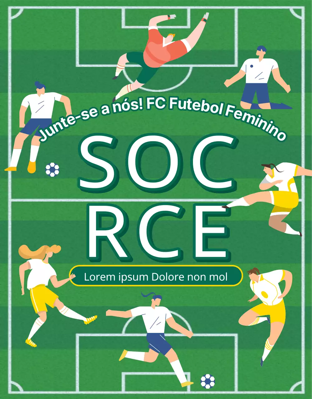 Recrutamento para a equipa de futebol feminino verde e amarela