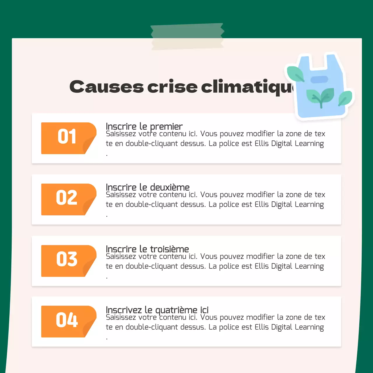 Un joli concept d'autocollant orange et vert pour l'environnement CardNews