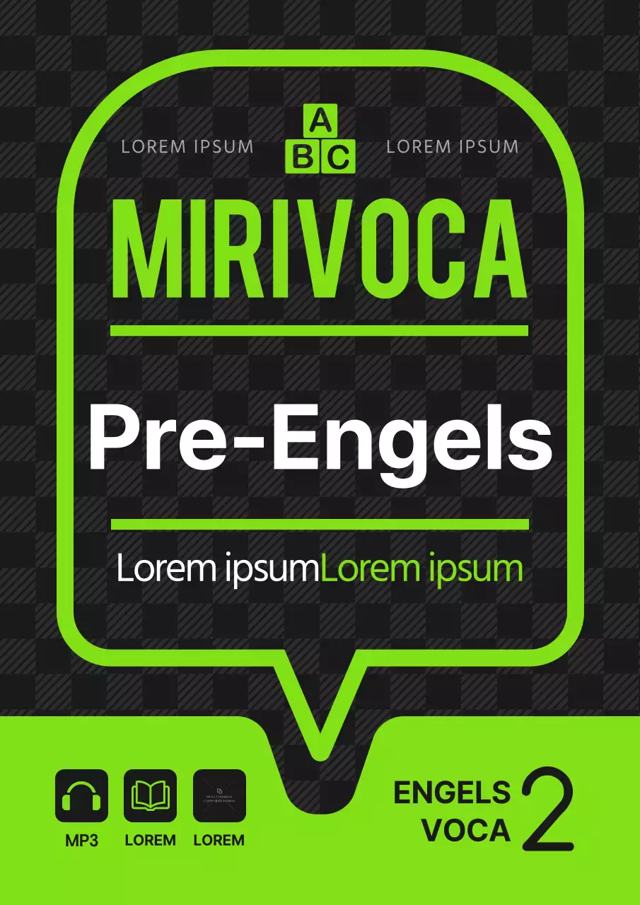 Schoolboek Engelse taal met zwart en limoengroen tekstballonconcept