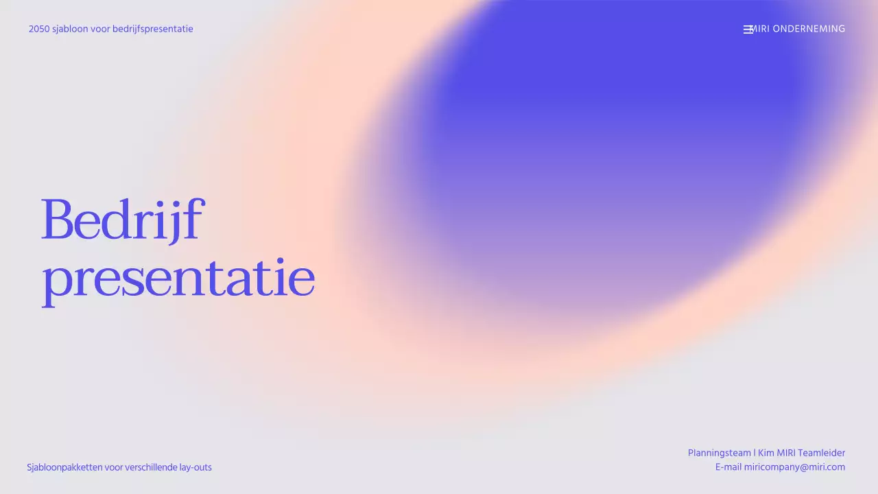 Sjabloon voor bedrijfspresentatie met paars kleurverloop