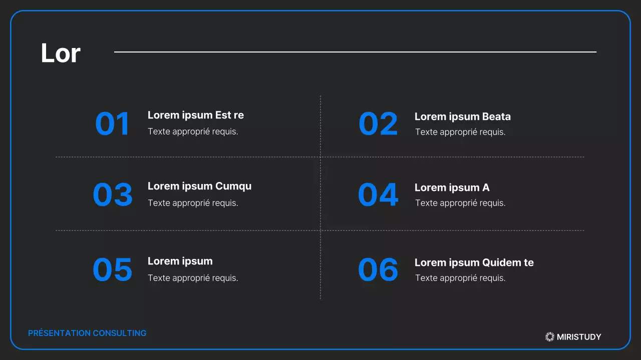 Une présentation minimaliste des admissions en noir et bleu