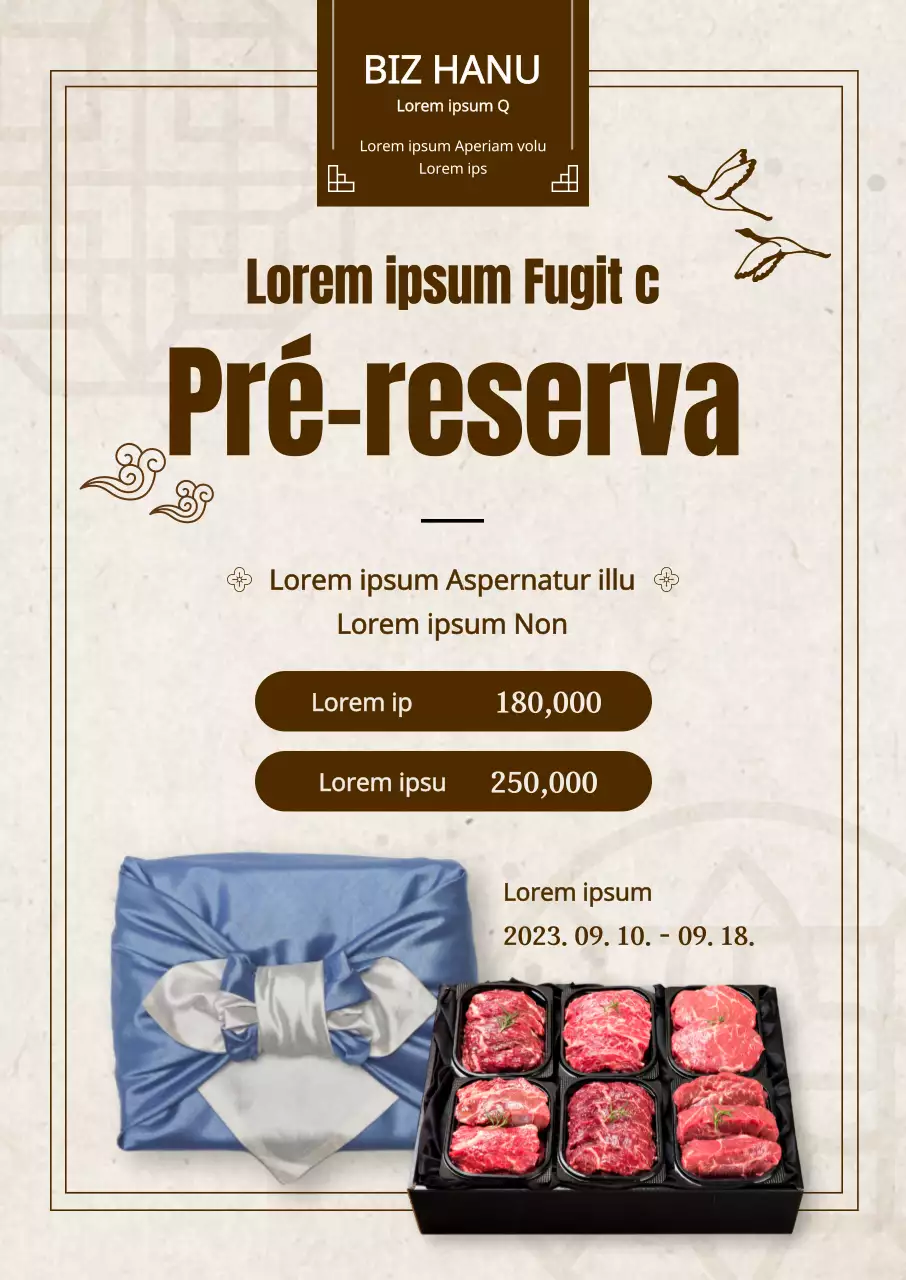 Pré-reserva de um conjunto tradicional e luxuoso de carne de vaca coreana Chuseok