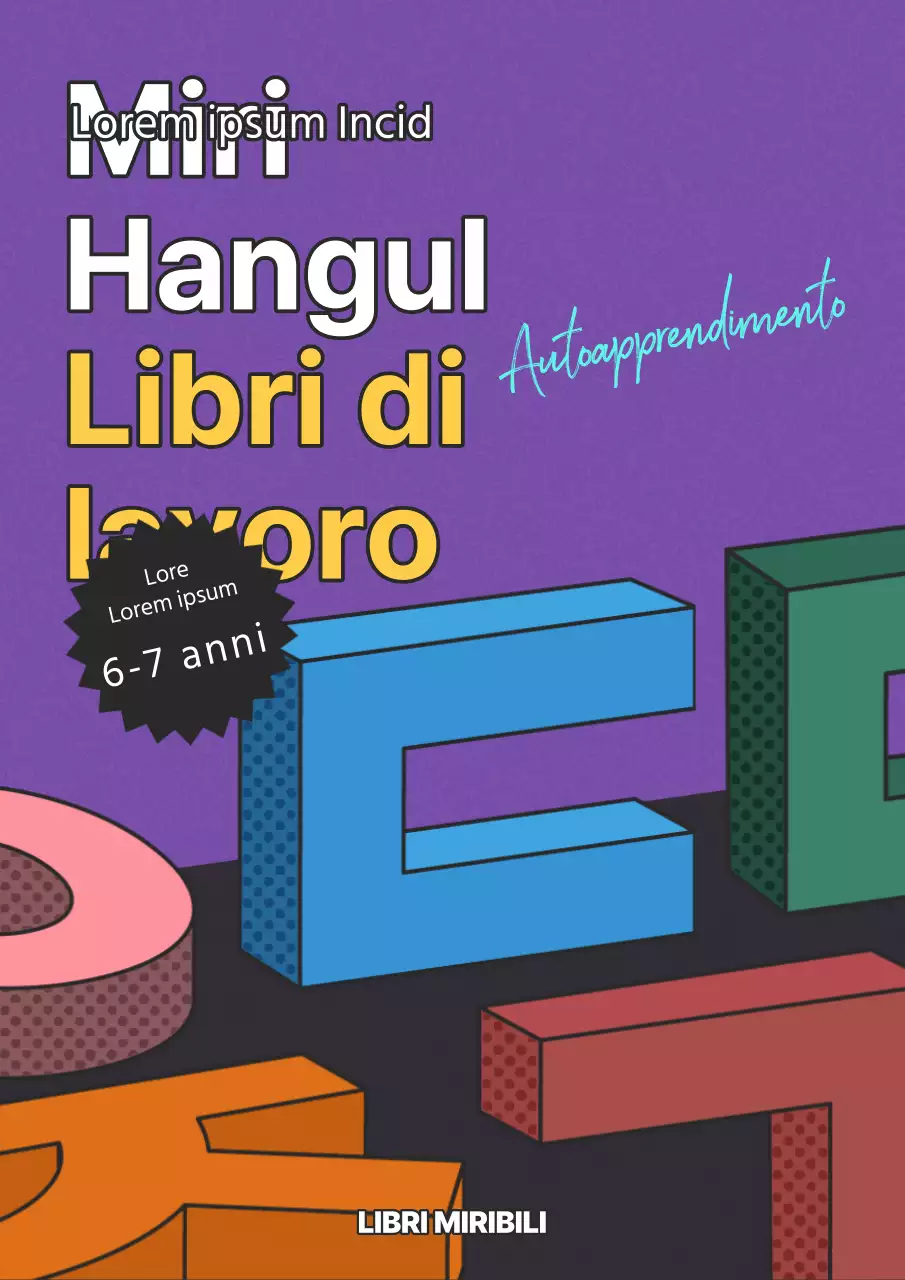 Libro di testo coreano con illustrazioni retrò 3D viola