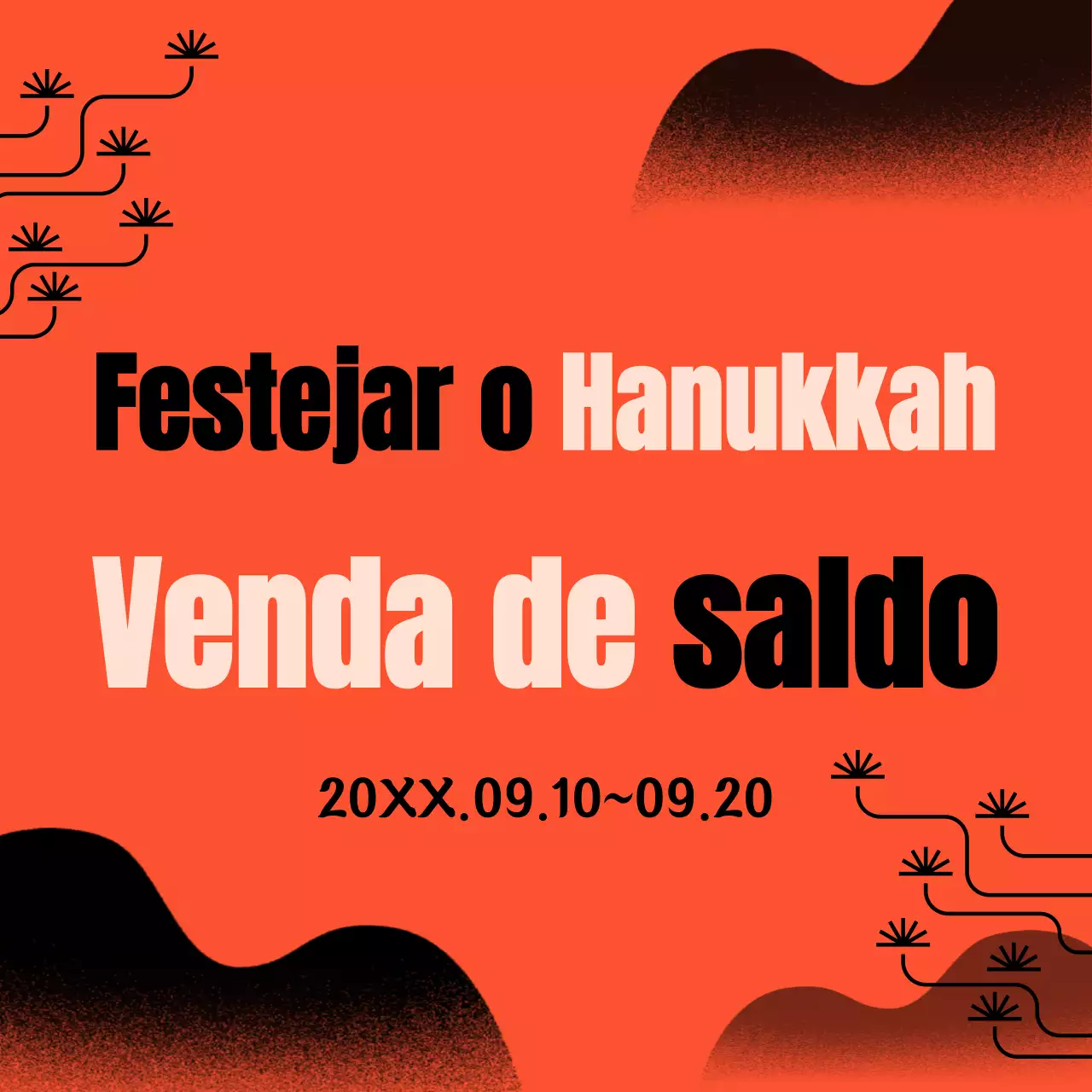 Uma promoção de vendas ilustrada com uma cor laranja viva e um tipo de letra manuscrito a preto para facilitar a leitura