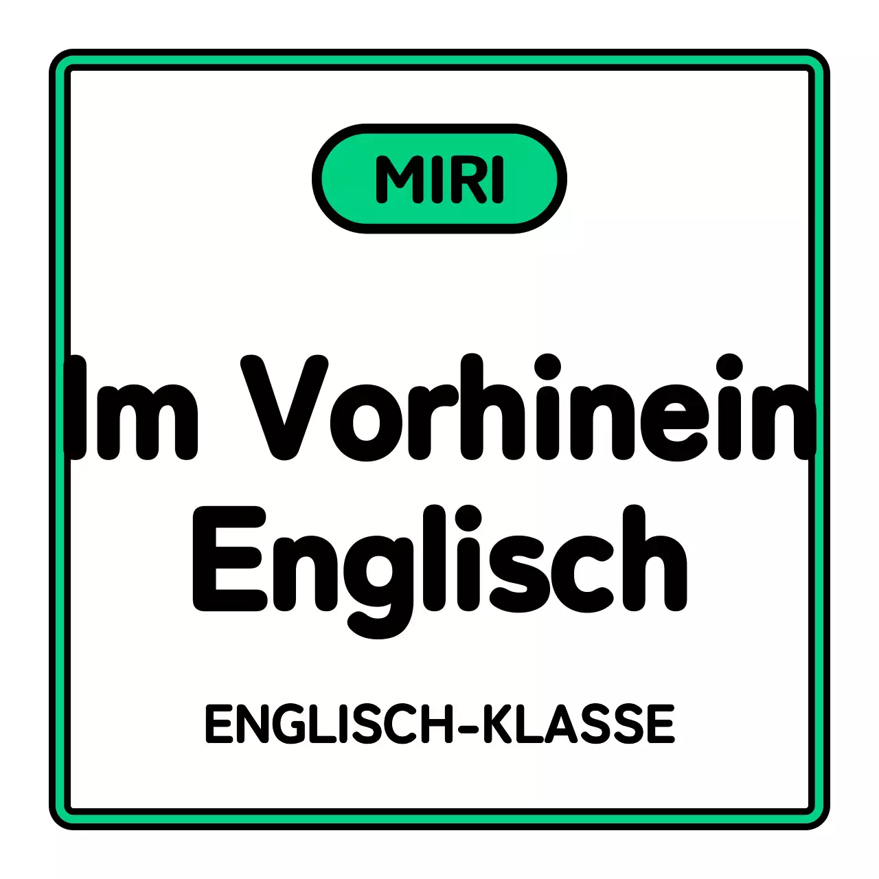 Ein einfaches Schulschild mit schwarzem, weißem, grünem und violettem vor-englischem Text und eingerahmten Illustrationen.