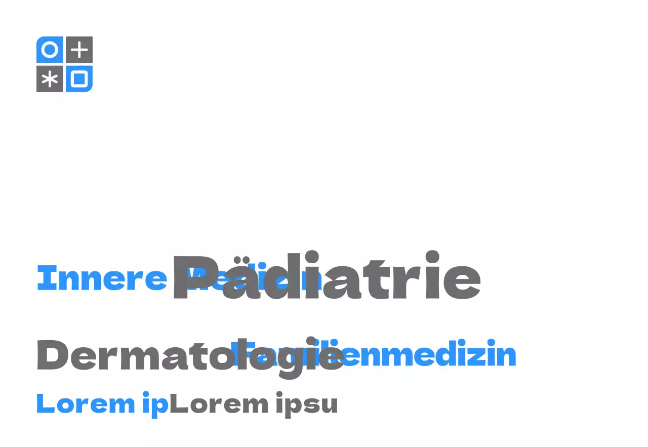 Werbeartikel in schlichtem Design mit blauem und grauem Logo und dem Namen der Praxis.