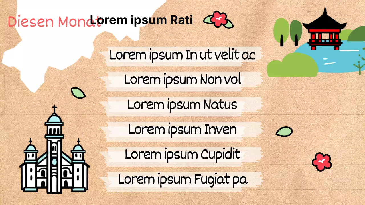 Ein Führer zu trendigen Stadtvierteln auf beigefarbenem Hintergrund