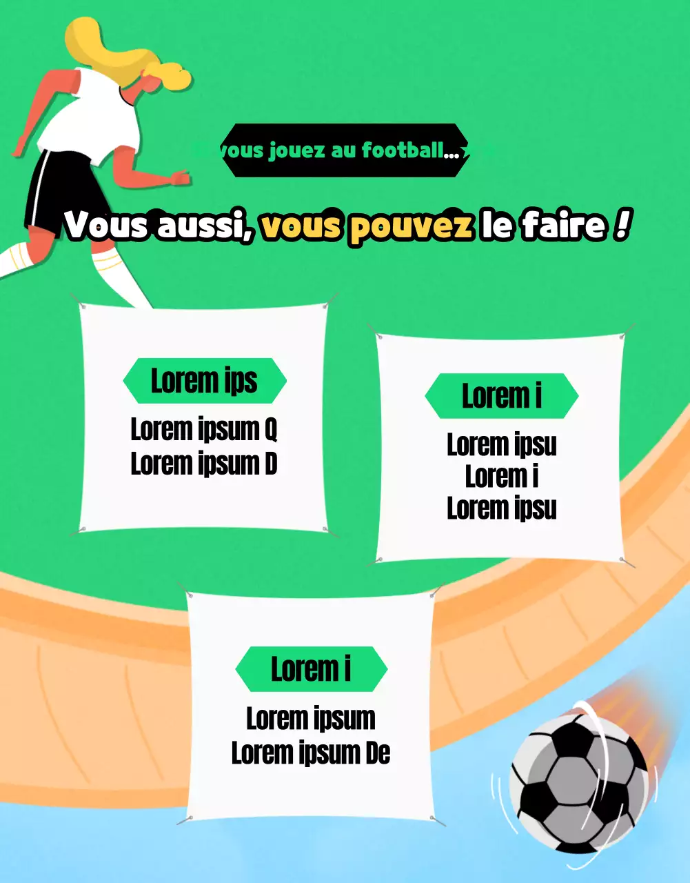 Recrutement de footballeuses avec une touche de vert et de jaune