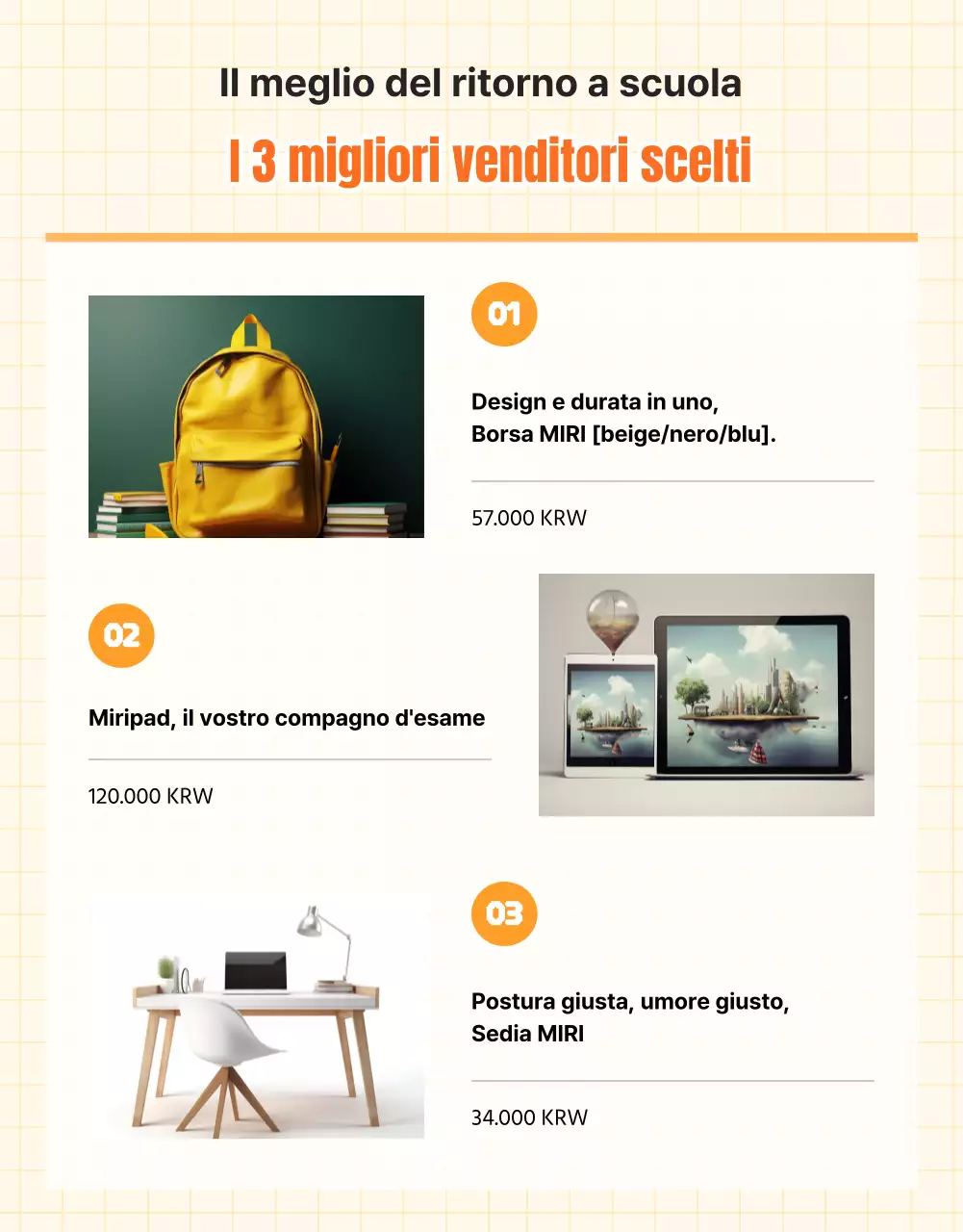 Collezione Back to School con materiale scolastico illustrato su sfondo giallo