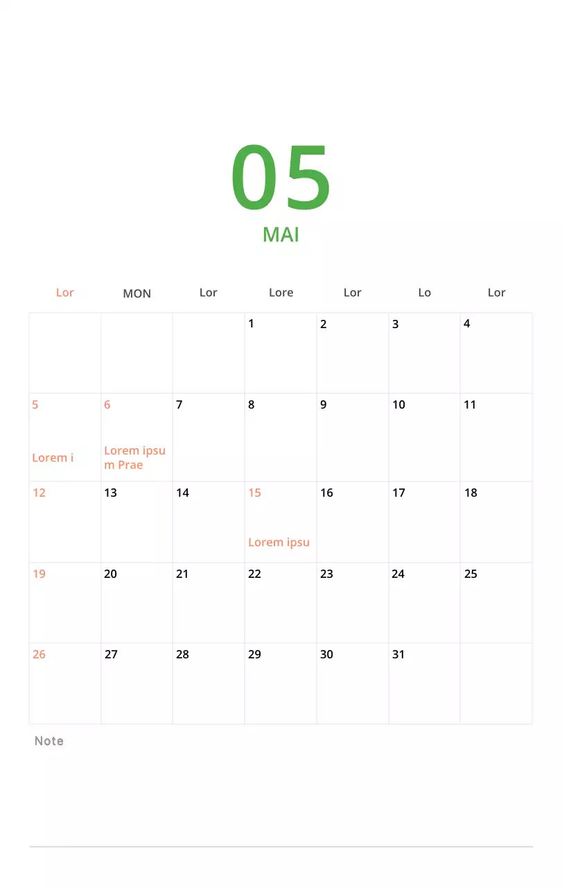 Calendrier de bureau illustré vert sur le thème de la famille