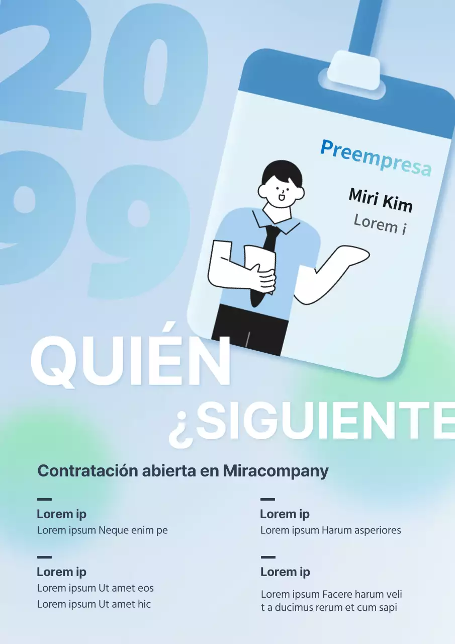 Un sencillo anuncio de empleo en azul claro y menta