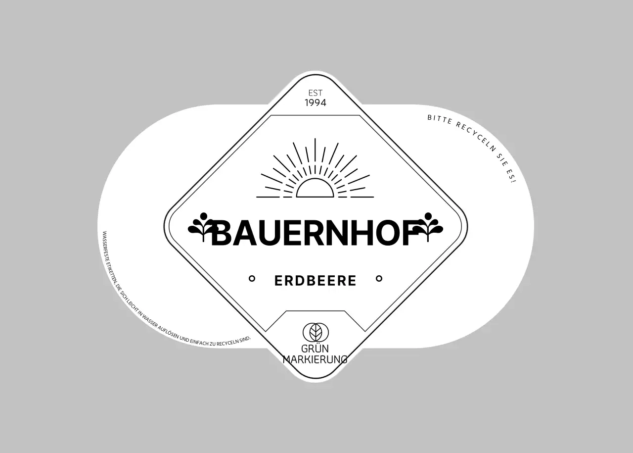 Schwarzer umweltfreundlicher Bauernhof-Erdbeer-Etikettenaufkleber