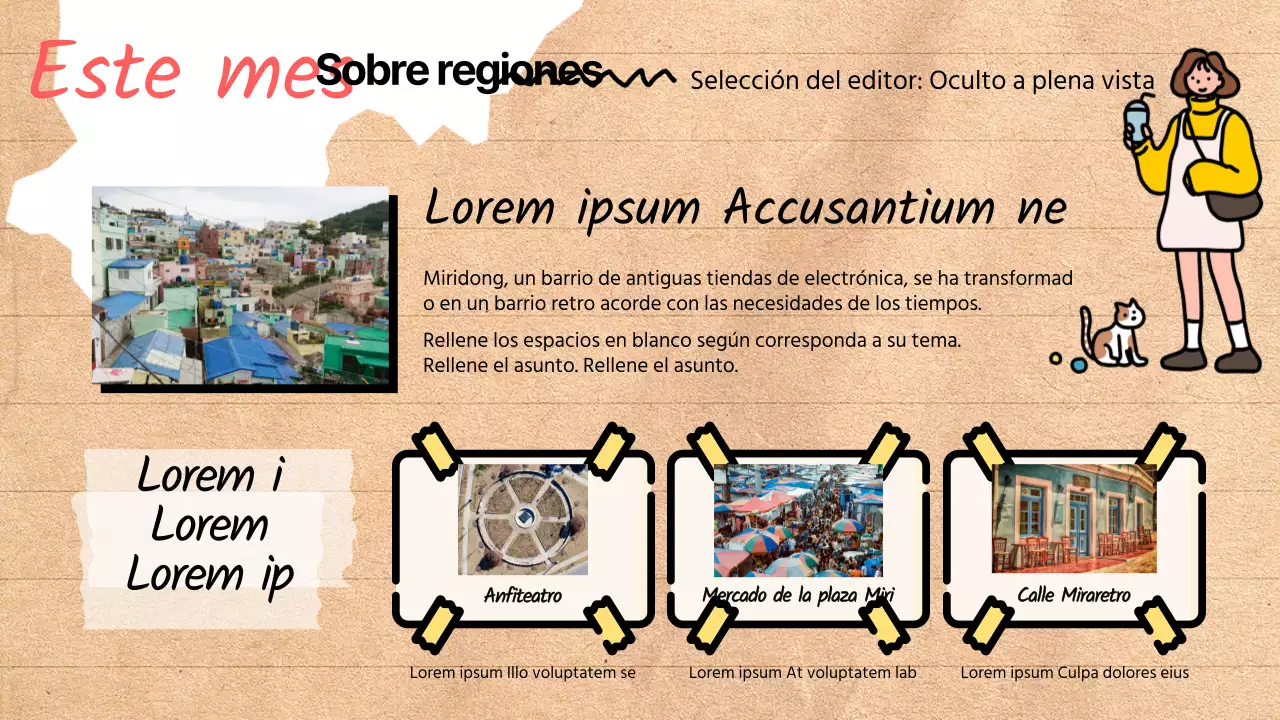 Guía de barrios de moda sobre fondo beige