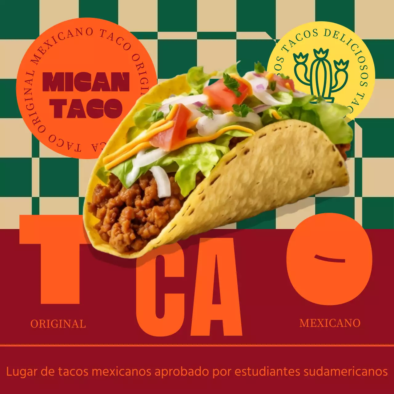  Moderno anuncio de tacos en naranja y verde