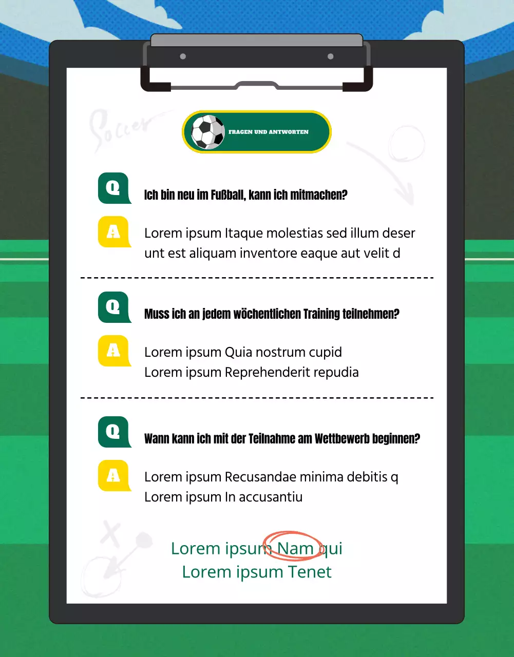 Rekrutierung für die grün-gelbe Frauenfußballmannschaft