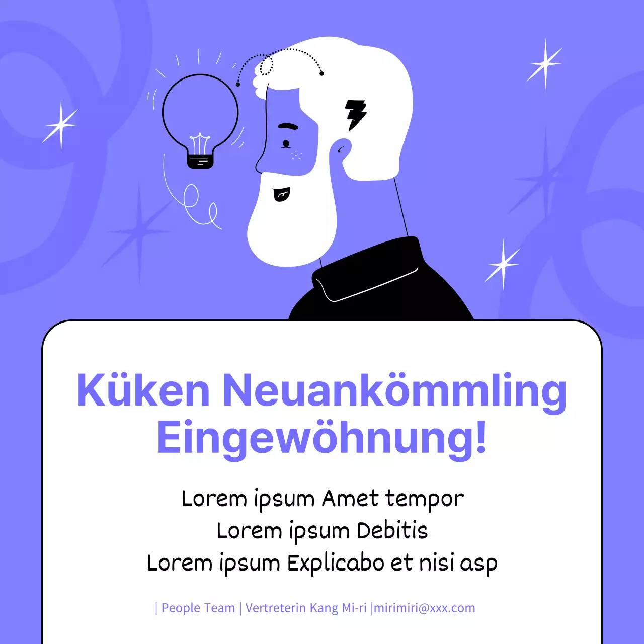 Ein lila-schwarzer, Pop-Art-inspirierter Work-Hack-Post