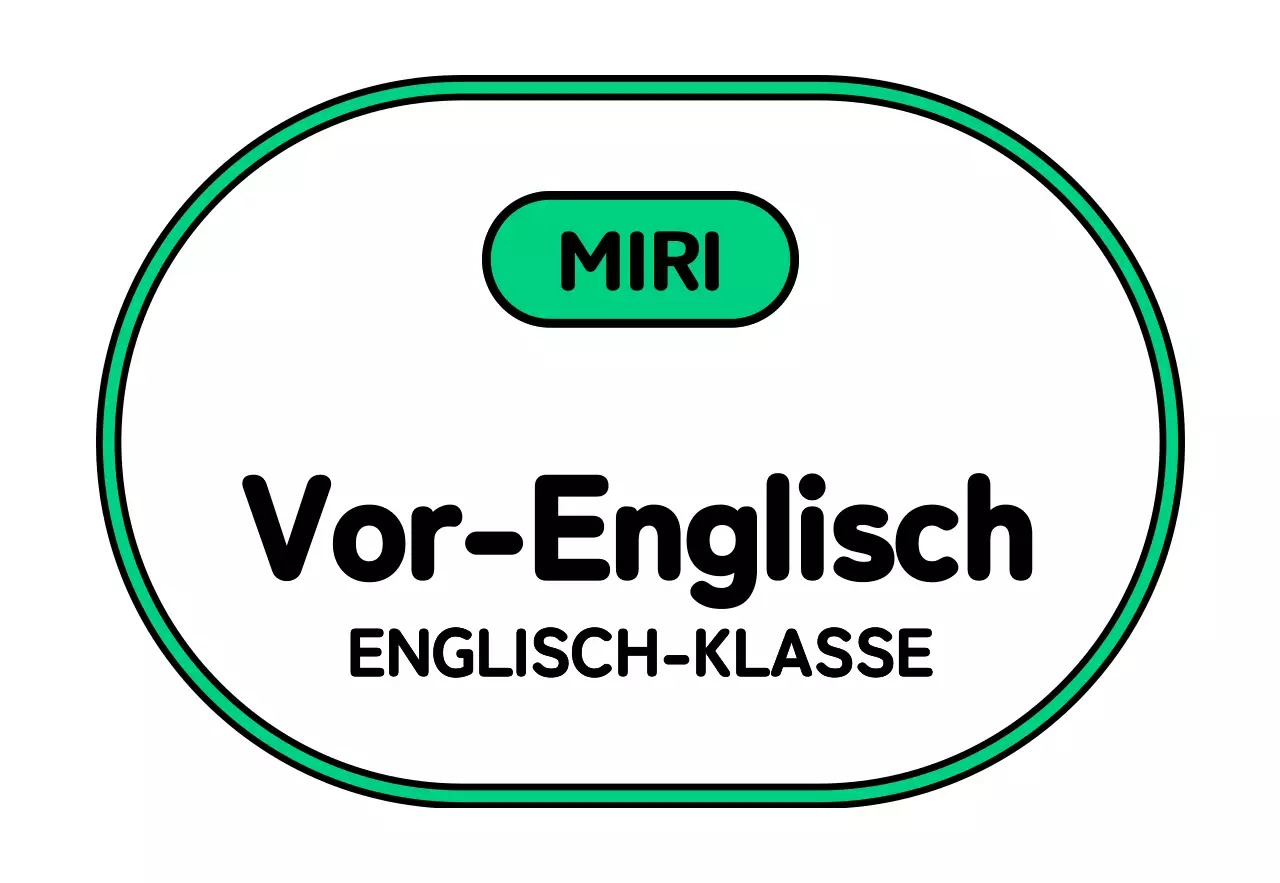 Ein einfaches Schulschild mit schwarzem, weißem, grünem und violettem vor-englischem Text und eingerahmten Illustrationen.
