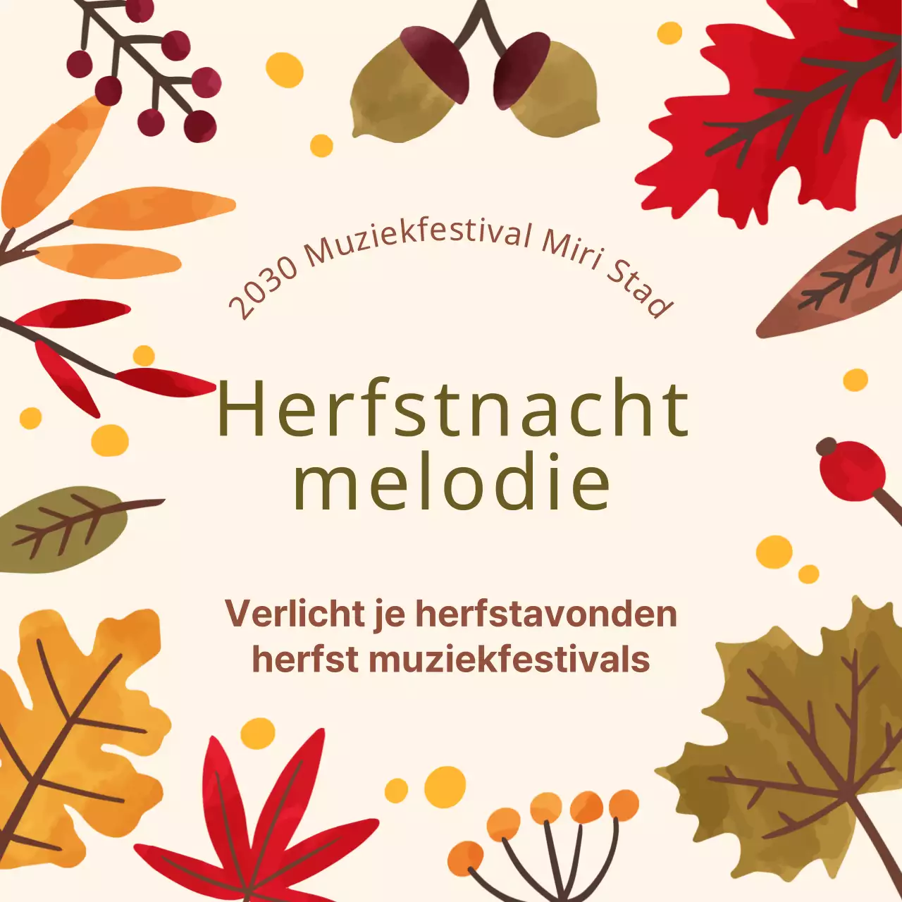 Een beige, herfstige illustratie van een muziekfestival