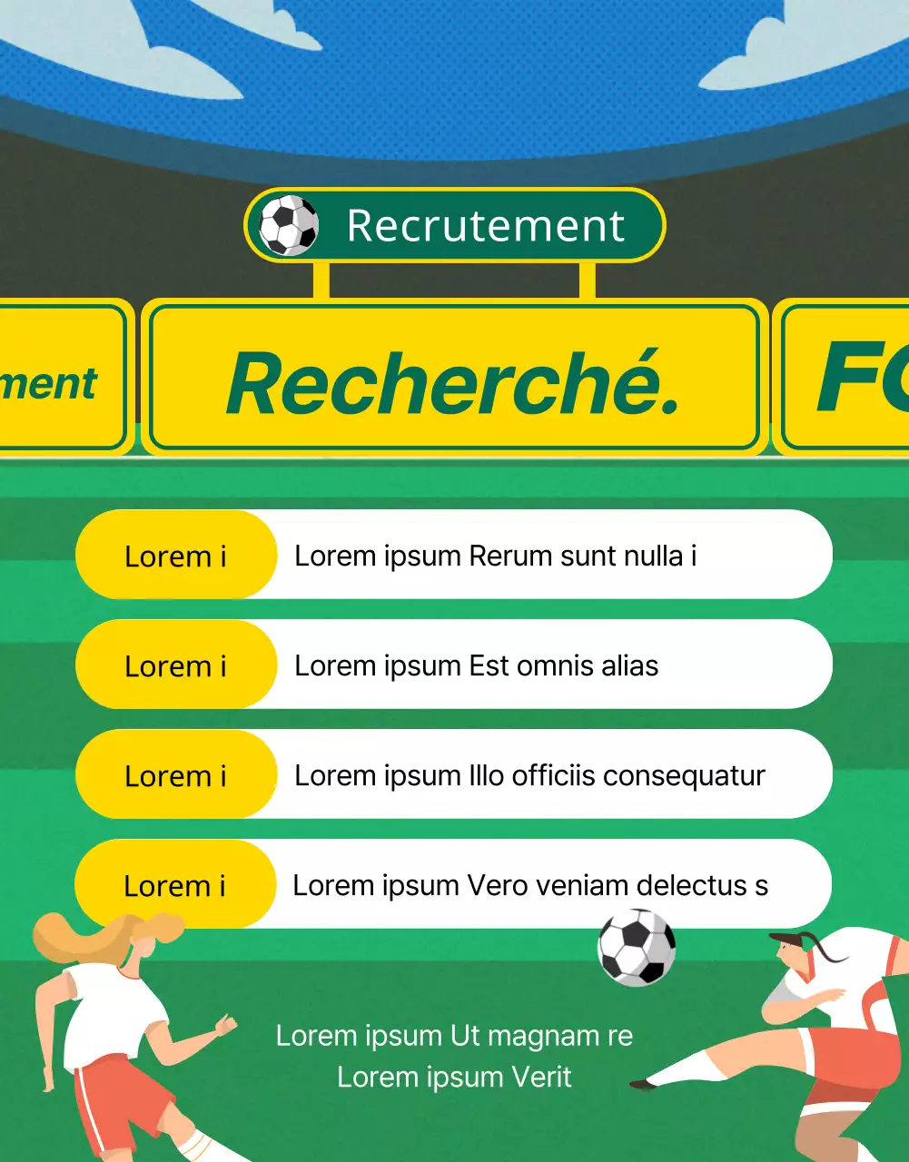 Recrutement pour l'équipe verte et jaune de football féminin