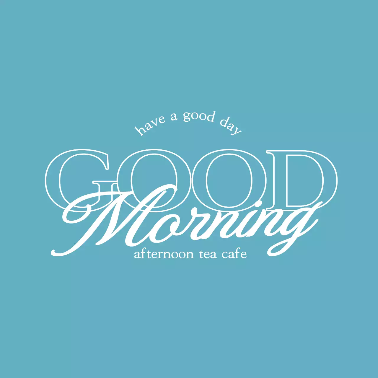 水色 シンプル カフェ 看板 ロゴ