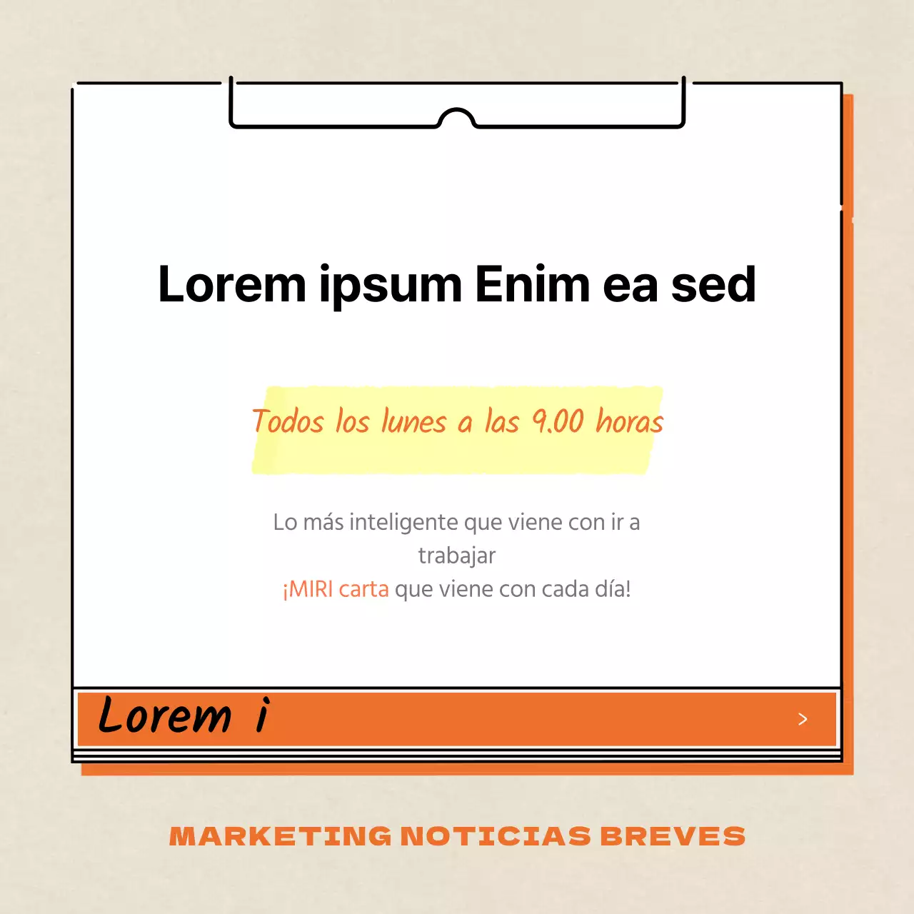 Naranja y blanco, moderno y limpio, para destacar la información comercial