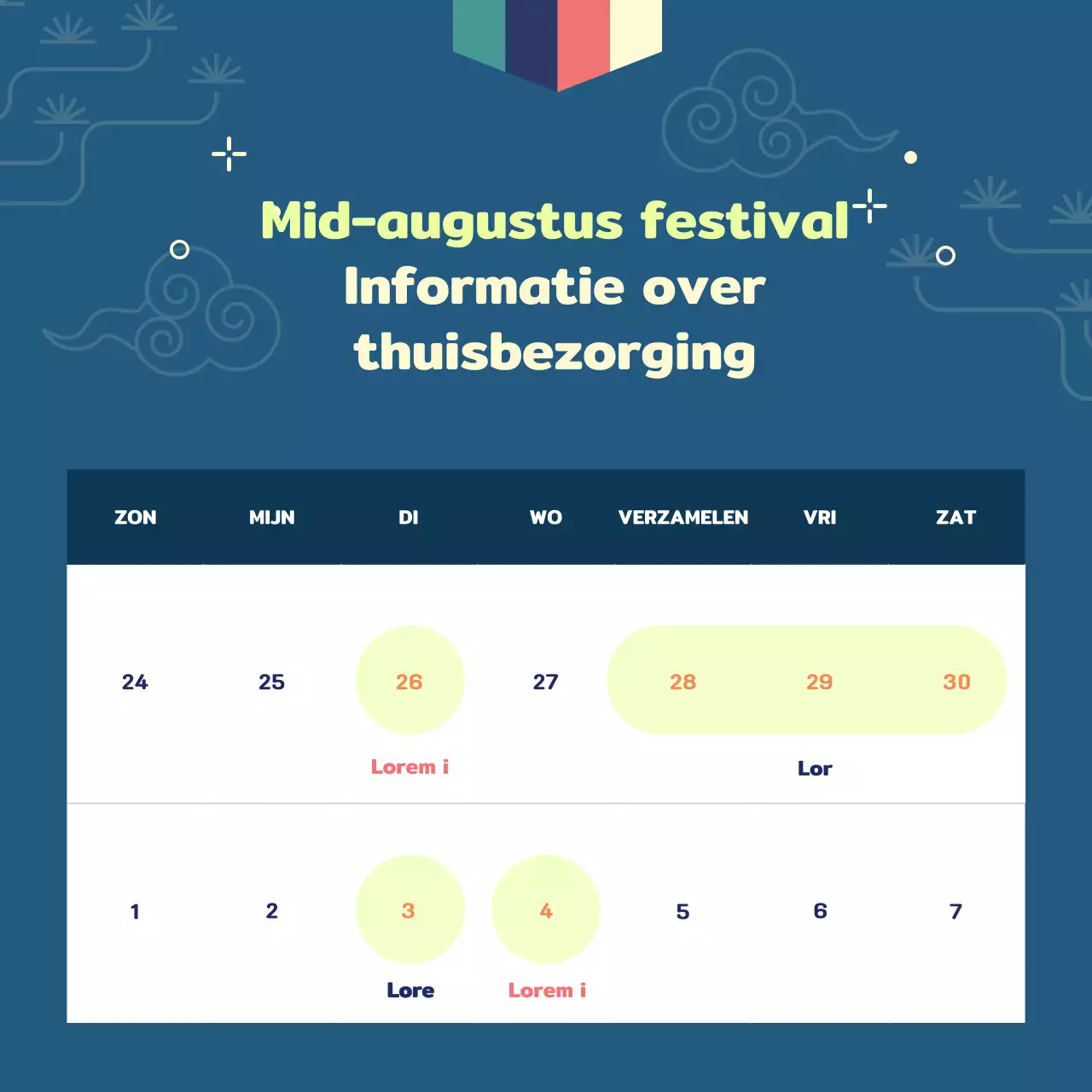 Chuseok-aankondiging in traditioneel patroon met chartreuse accenten