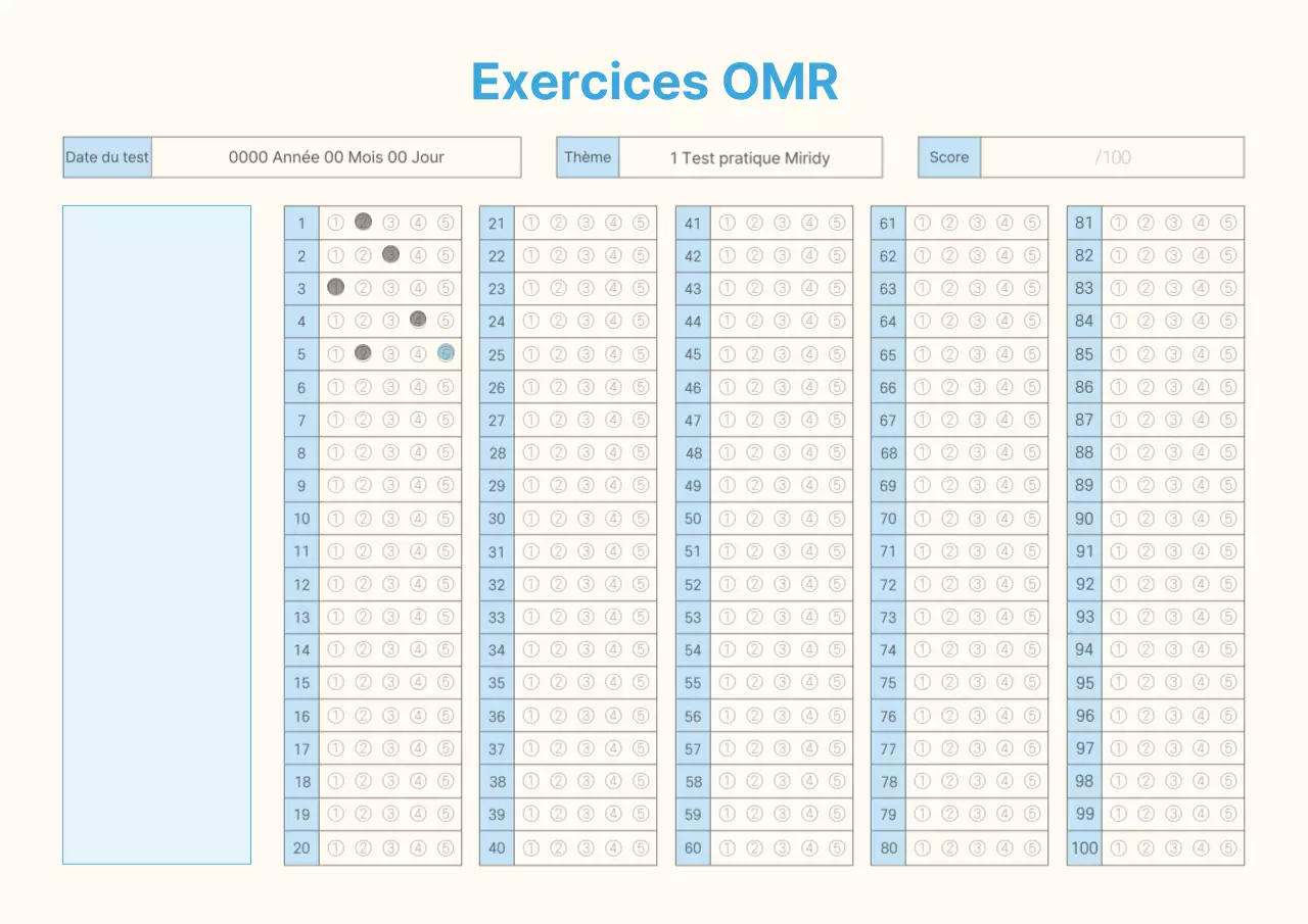Matériel de formation OMRCheck simple en bleu clair et ivoire