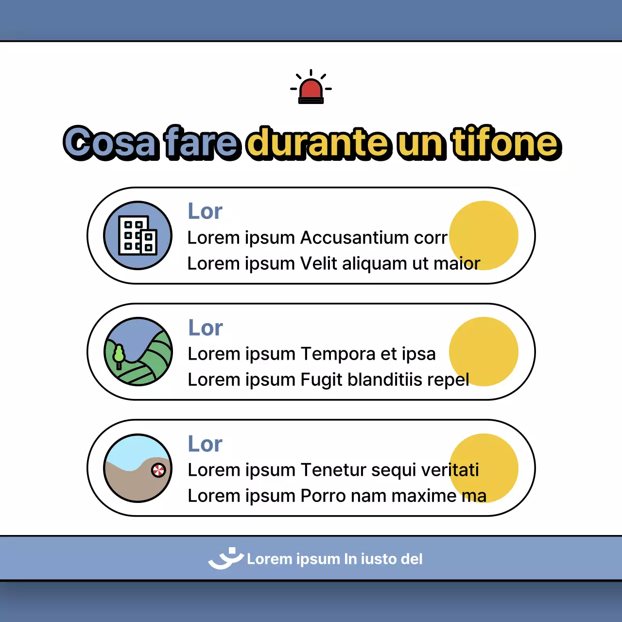 Un post su come affrontare i danni da tifone in blu e giallo