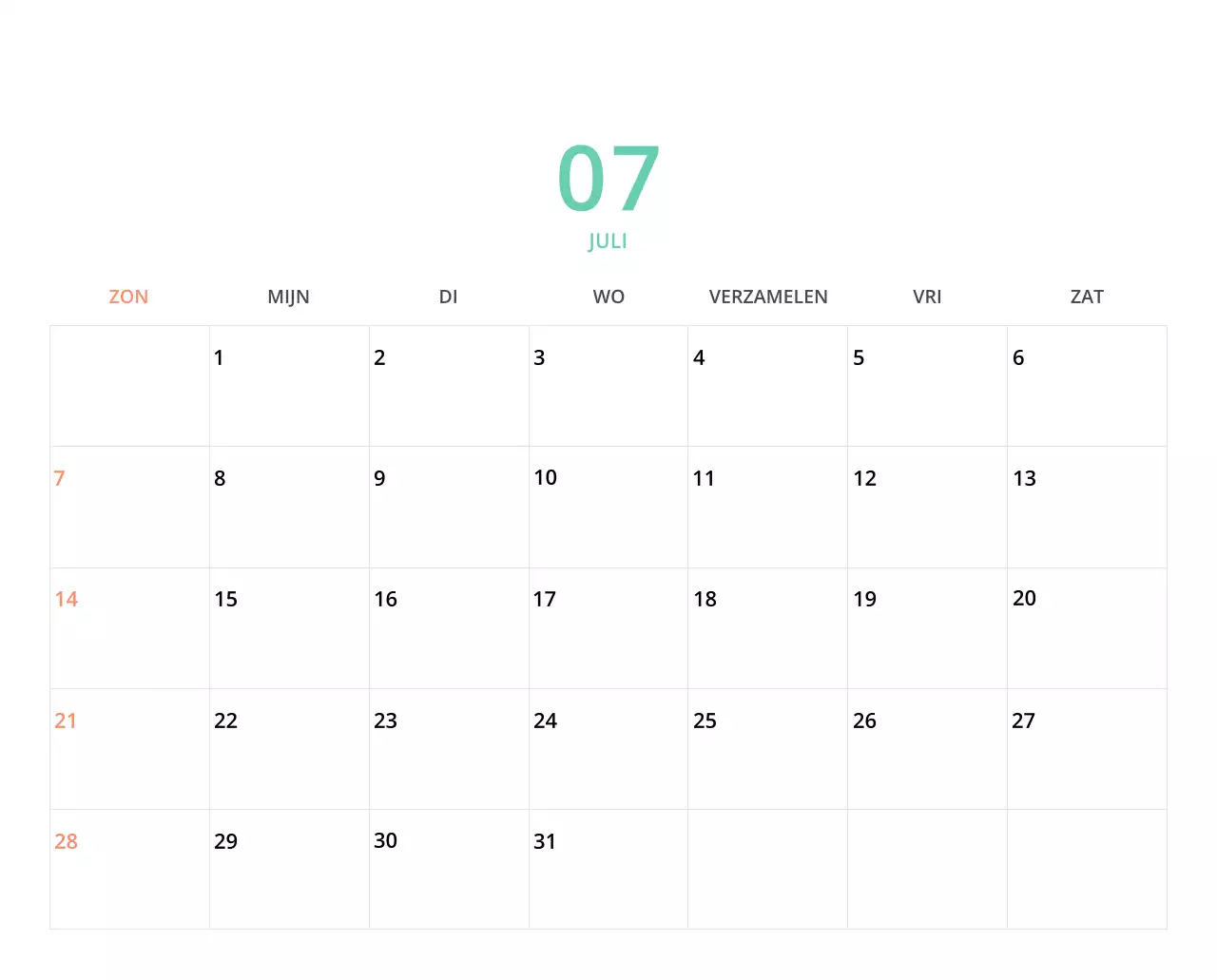 Schattige geïllustreerde groene bureaukalender met familiethema