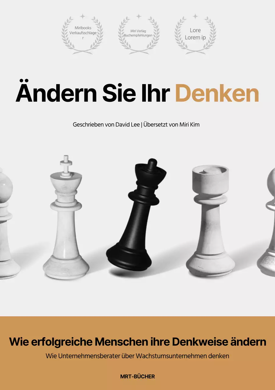 Selbsthilfebuch mit modernem Schachbrettdesign in monochromem Gold