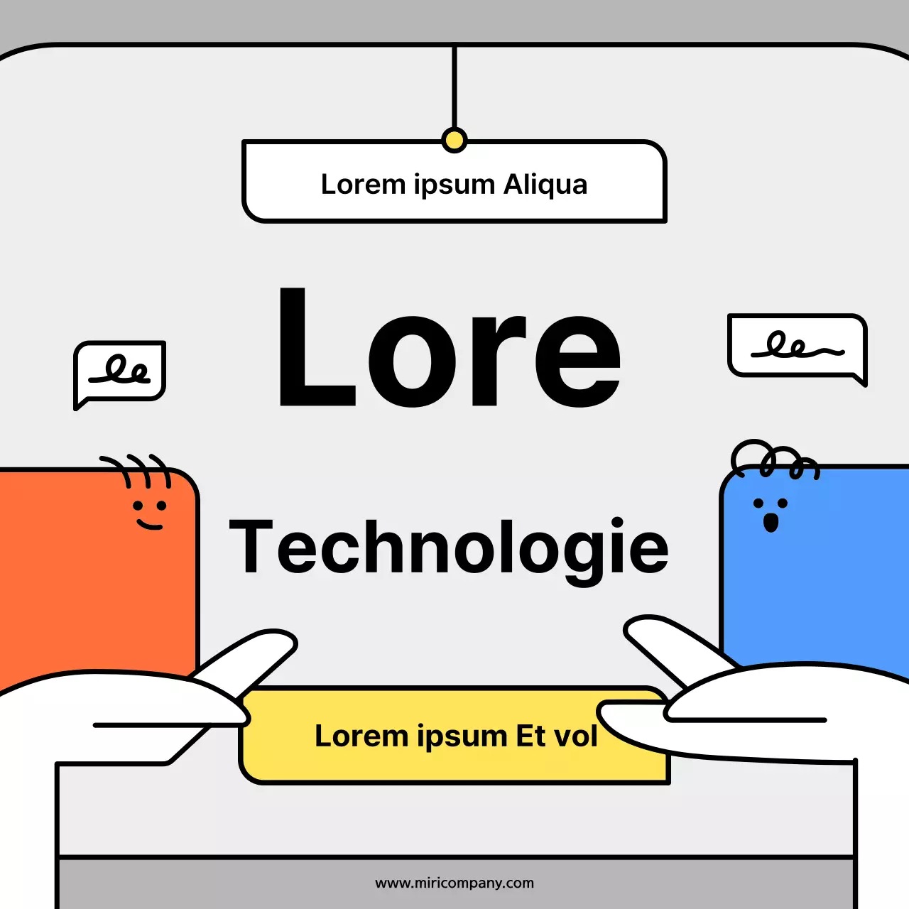 Cartes conceptuelles de personnages mignons en orange et bleuNews Kit