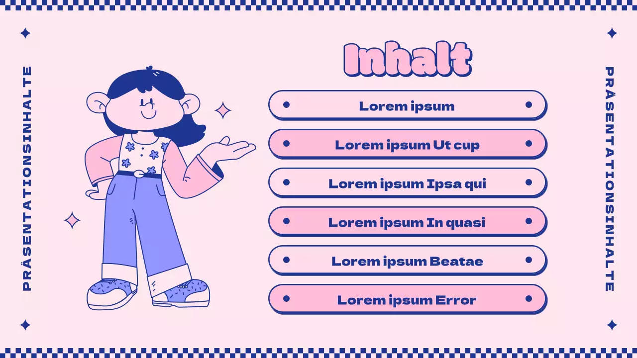 Einführung in das Konzept der niedlichen rosa und lila Figuren