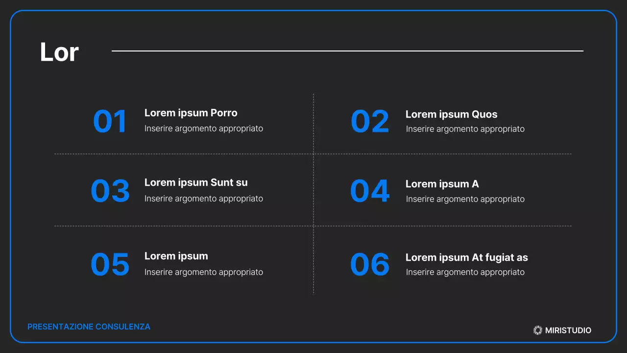 Una presentazione delle ammissioni minimalista in nero e blu