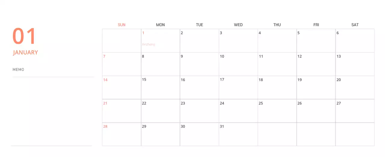 Cute illustration green family themed desk calendar