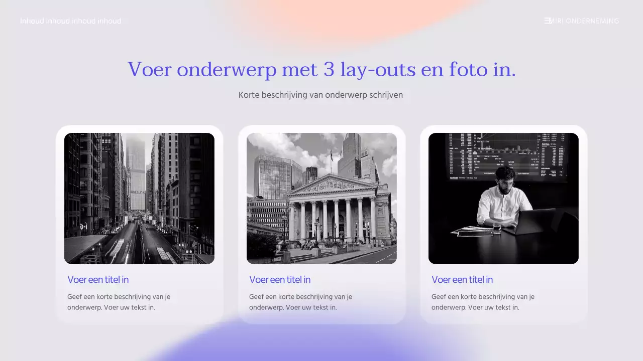 Sjabloon voor bedrijfspresentatie met paars kleurverloop