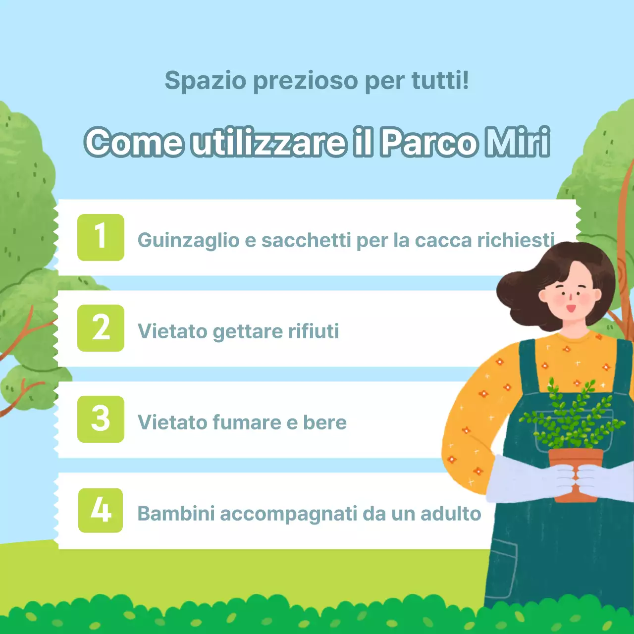 Avviso di illustrazioni in azzurro e verde